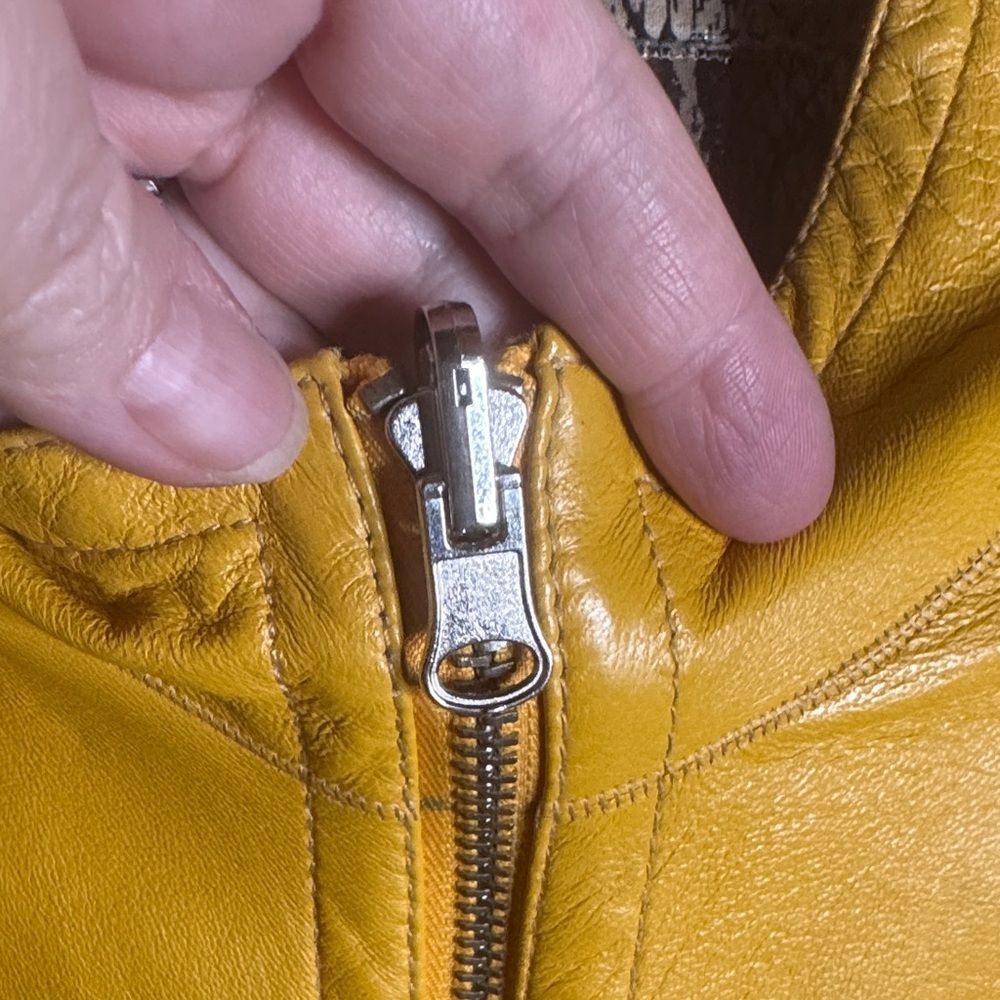 Vintage Reversible Lambskin Leather Jacket Mustard Yellow Snakeskin Print M/L - Picture 4 of 16